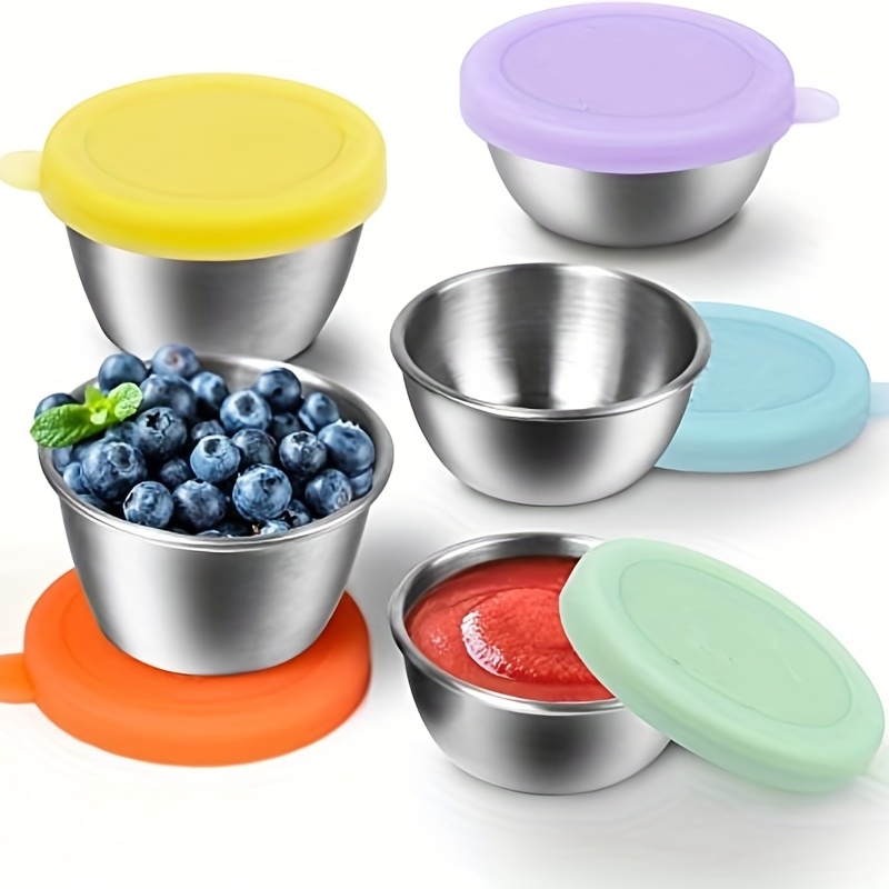 Lazuro Reusable Small Condiment Containers with Lids - Stainless Steel  Salad Dressing Container To Go.