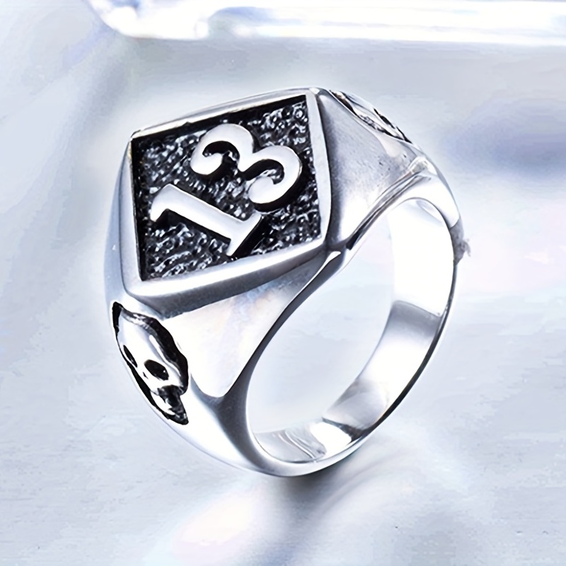 Punk Number Skull Pattern Ring Men's Funky Ring