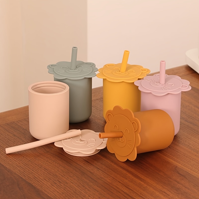 Kids Bear Shaped Sippy Cup Children Feeding Silicone Cup Drinking