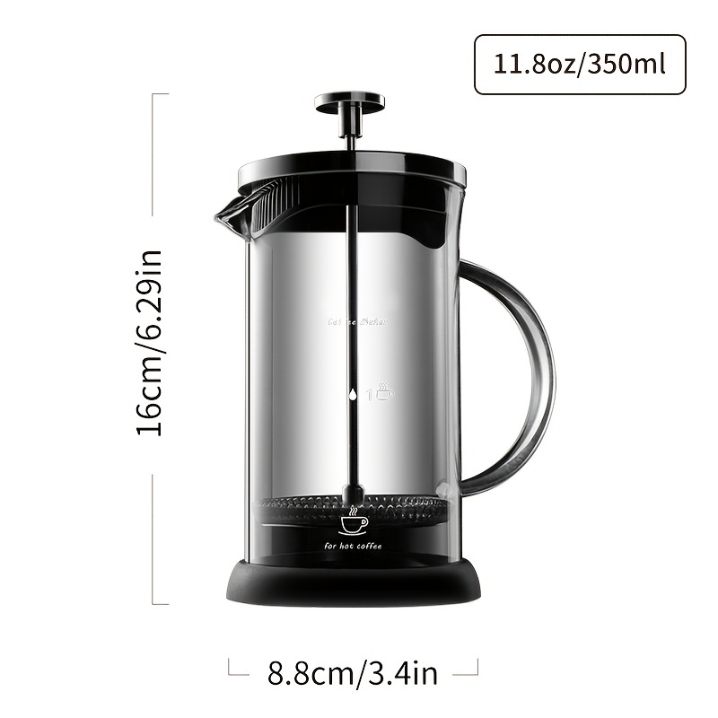 Ahosoutly French Press Coffee Maker,304 Stainless Steel French Press Espresso with 4 Level Filter,Stainless Steel Plunger and Cold Brew Heat