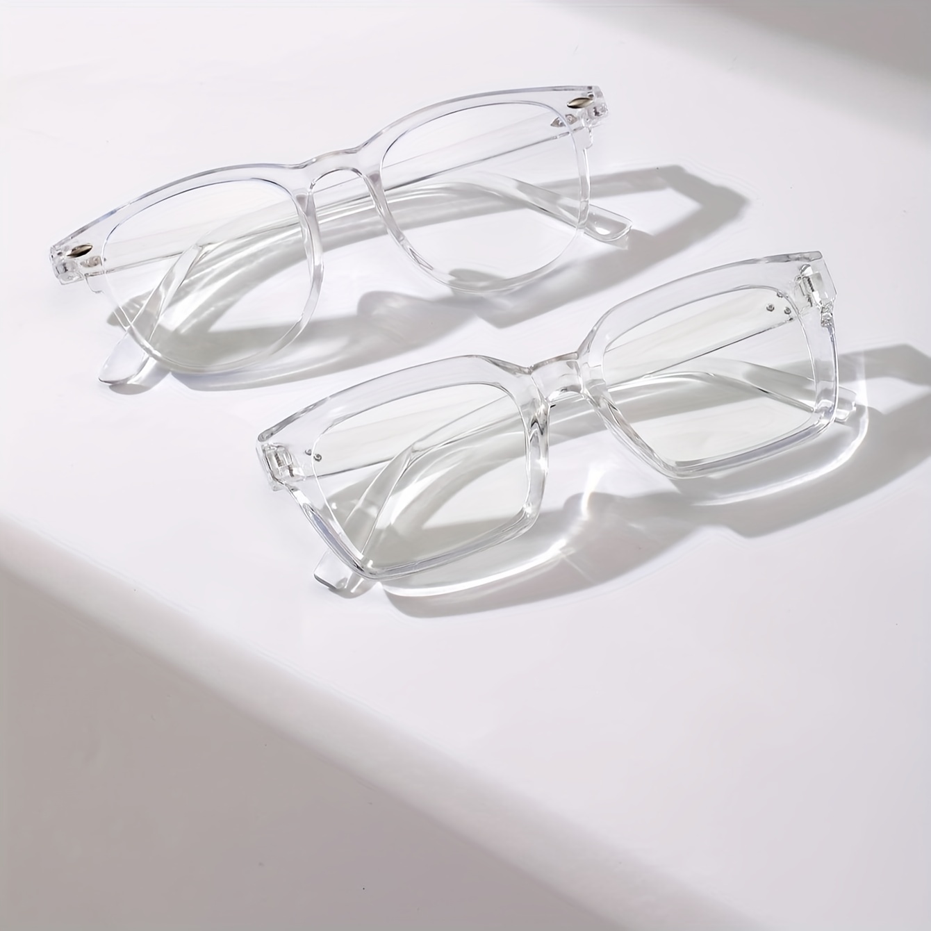 2pcs Transparent Square Frame Clear Lens Glasses Fashion Spectacles Decorative Glasses For Women Men
