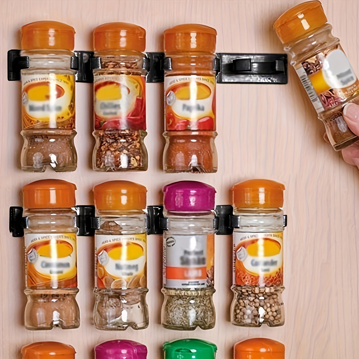 Wall Mounted Spice Organizer Adhesive Seasoning Storage Box - Temu
