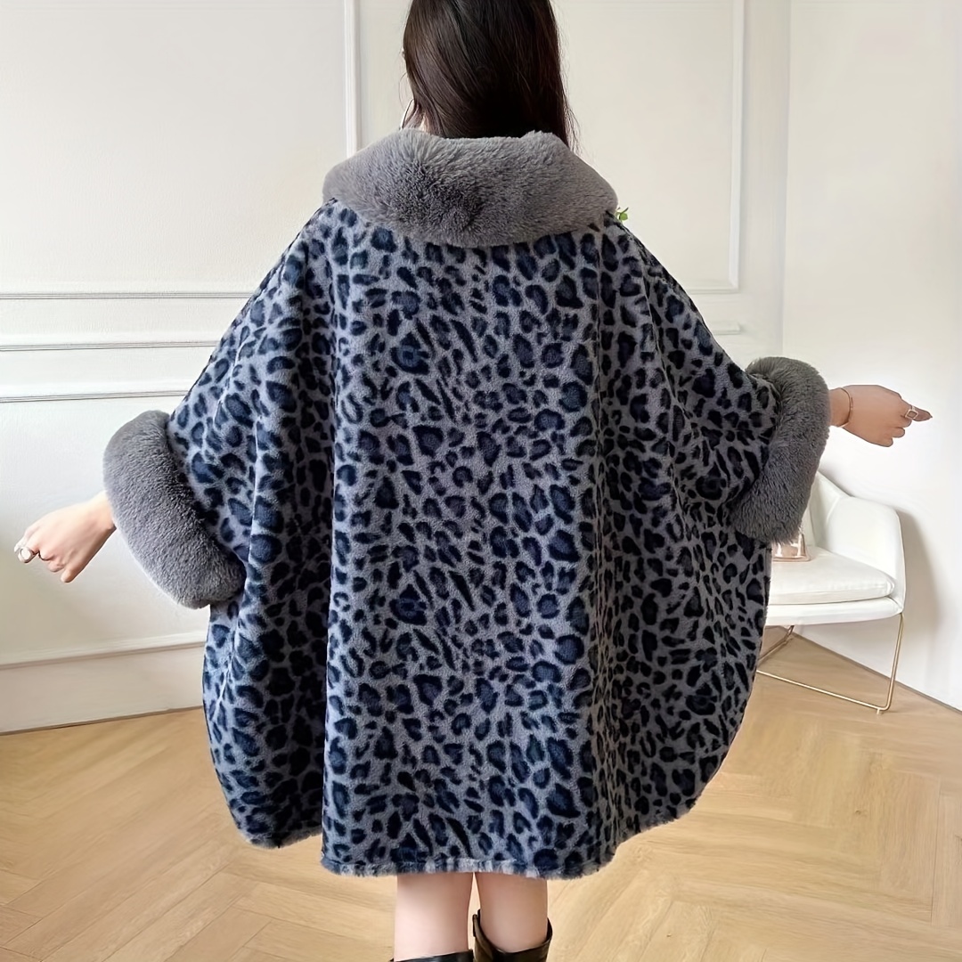 Women's Sweater Coat Shawl Cardigan Batwing Sleeve Faux Fur Collar Loose  Wrap