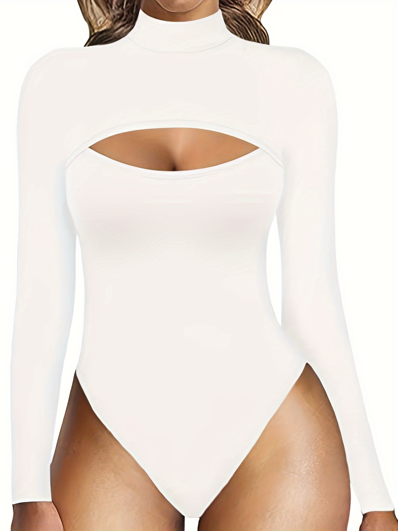  White Longsleeve Body Suits Women Clothing Tummy Control  Long Sleeve Compression Shapewear Bodysuits Tshirt
