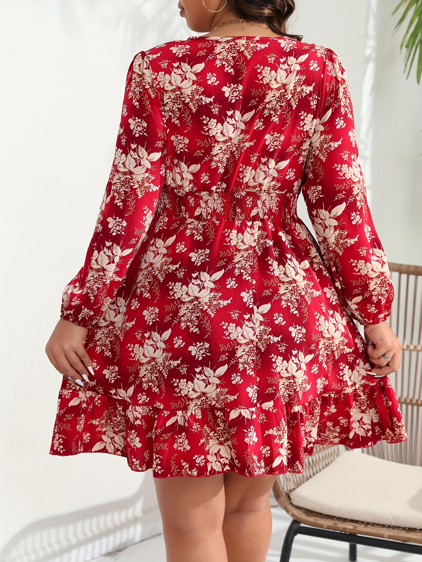 Auroural Dresses That Hide Tummy Bulge Women Plus Size V Neck Floral Print  Short Sleeve Boho Dress Party Dress