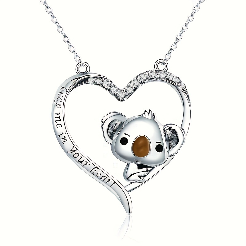 1pc Cute Cartoon Koala Hugging The Moon Creative Pendant Necklace, Boho  Style Perfect Holiday Gift For Teenagers