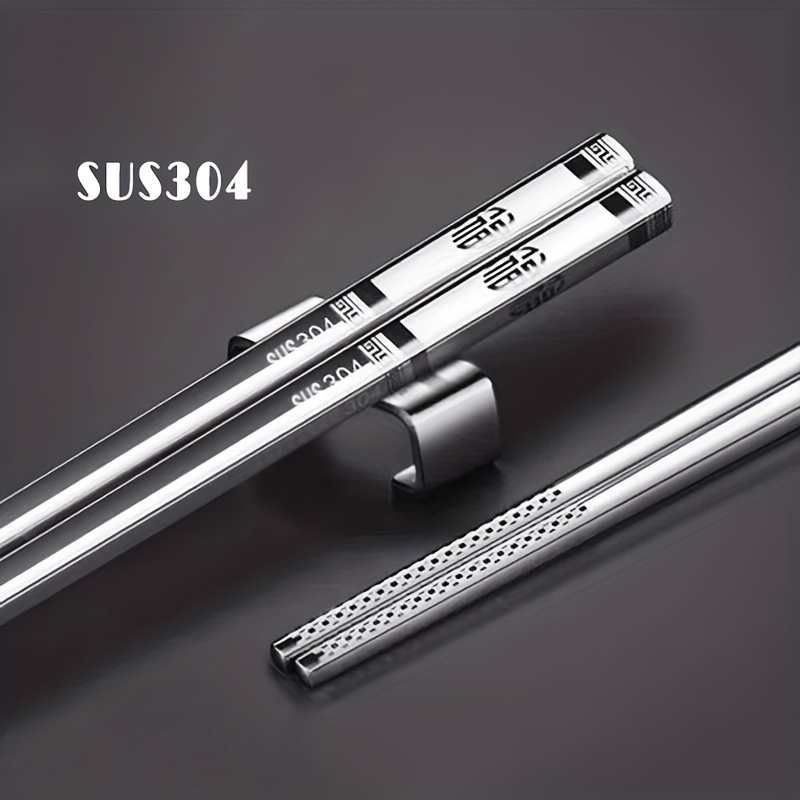 

Premium Sus304 Stainless Steel Chopsticks, Anti-slip, -resistant, High-temperature Tolerance, Easy To Clean, Metal Household Cutlery