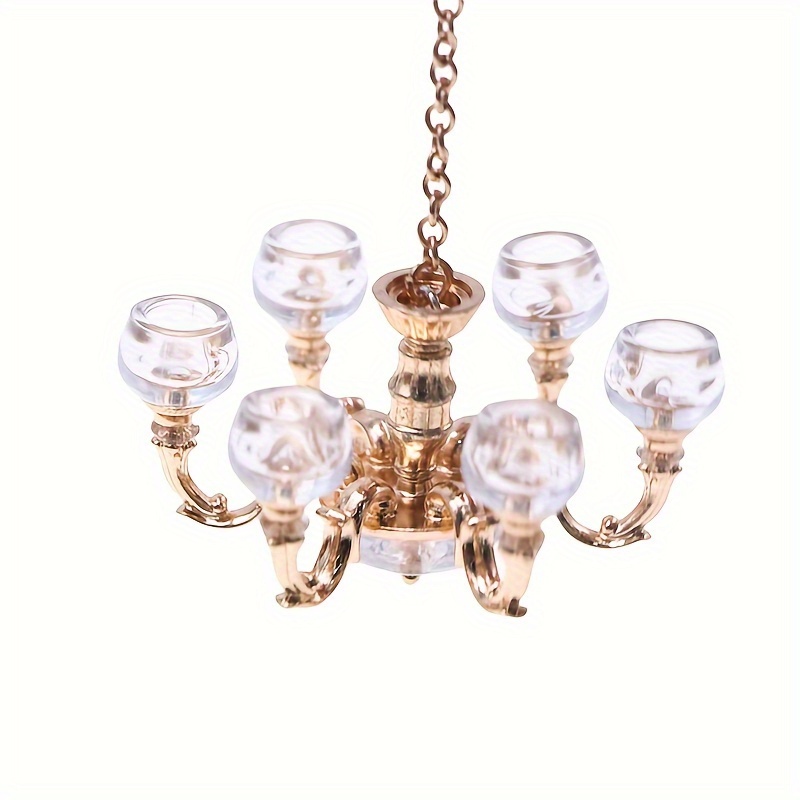 Image of Dollhouse Decoration, Vintage Chandelier Decor, Metal Chandelier Model, Micro Landscape Scenery Accessory, Miniature Home Scene, A Collectible Gift For Hobbyists And Enthusiasts