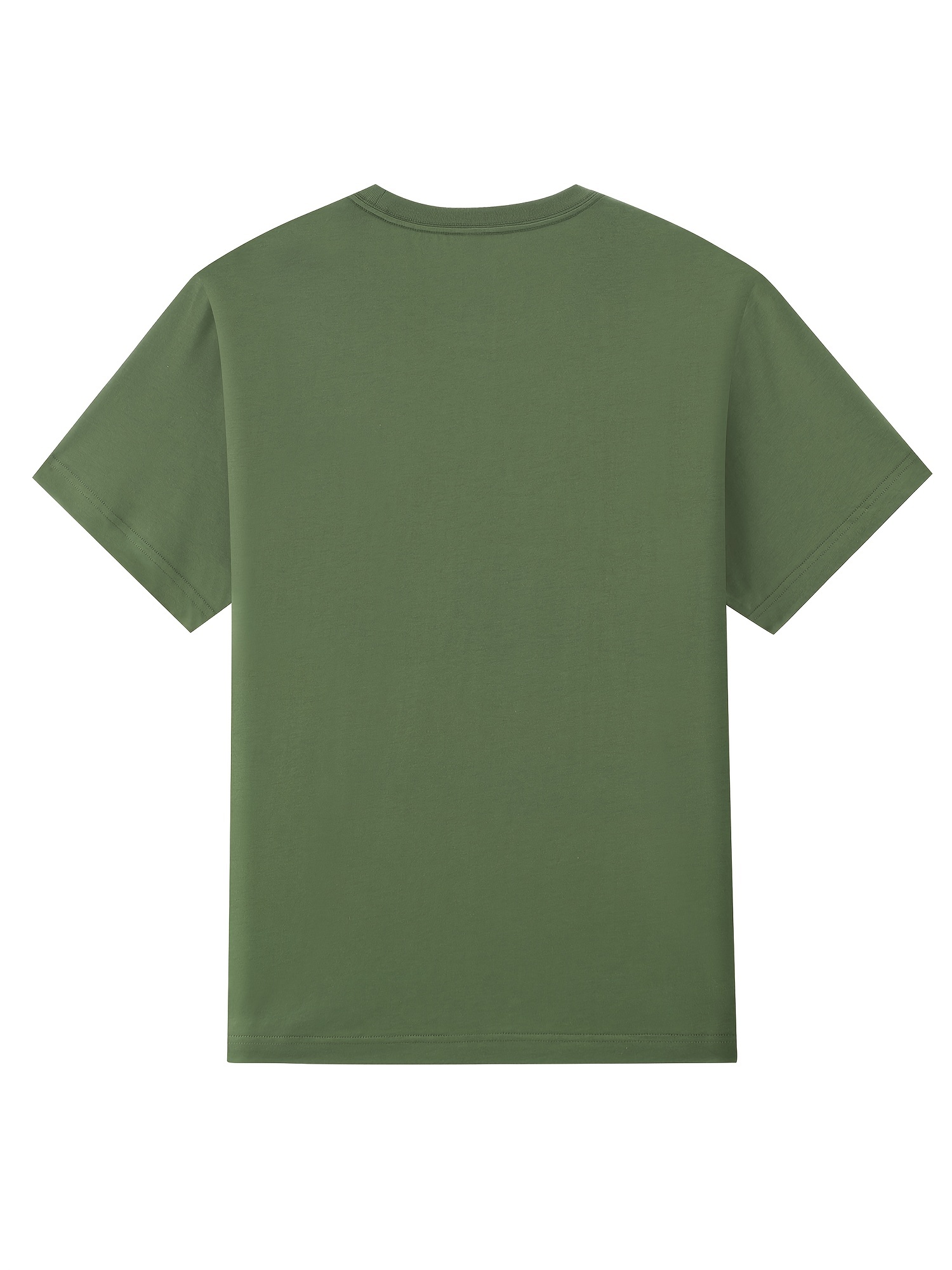 Camiseta Básica Cuello Redondo Hombre Algodón Color Sólido - Temu