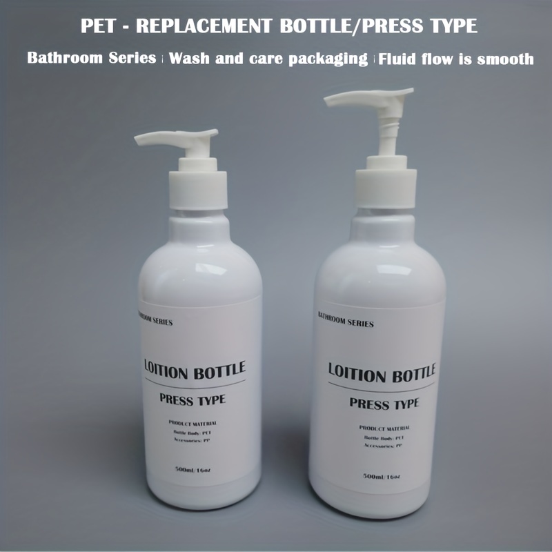 2pcs 16oz Sub Bottles Lotion Bottle Pump Refillable Empty Shampoo Dispenser