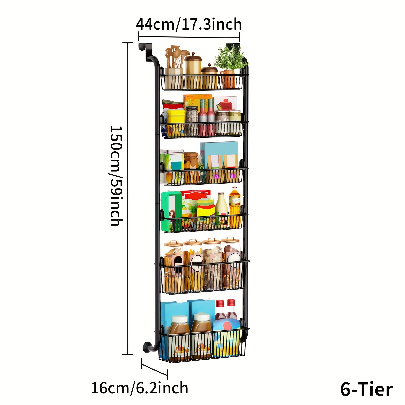 4 6 Tier Door Pantry Organizer Hanging Spice Rack Canned Temu