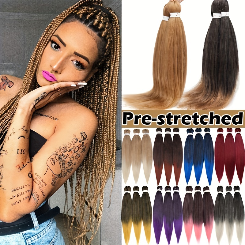 26 Inch Pre-stretched Braid Crochet Hair Extensions, Natural Ez Synthetic Hair  Braids With Professional Crochet Hook, No Tangle Box Braids