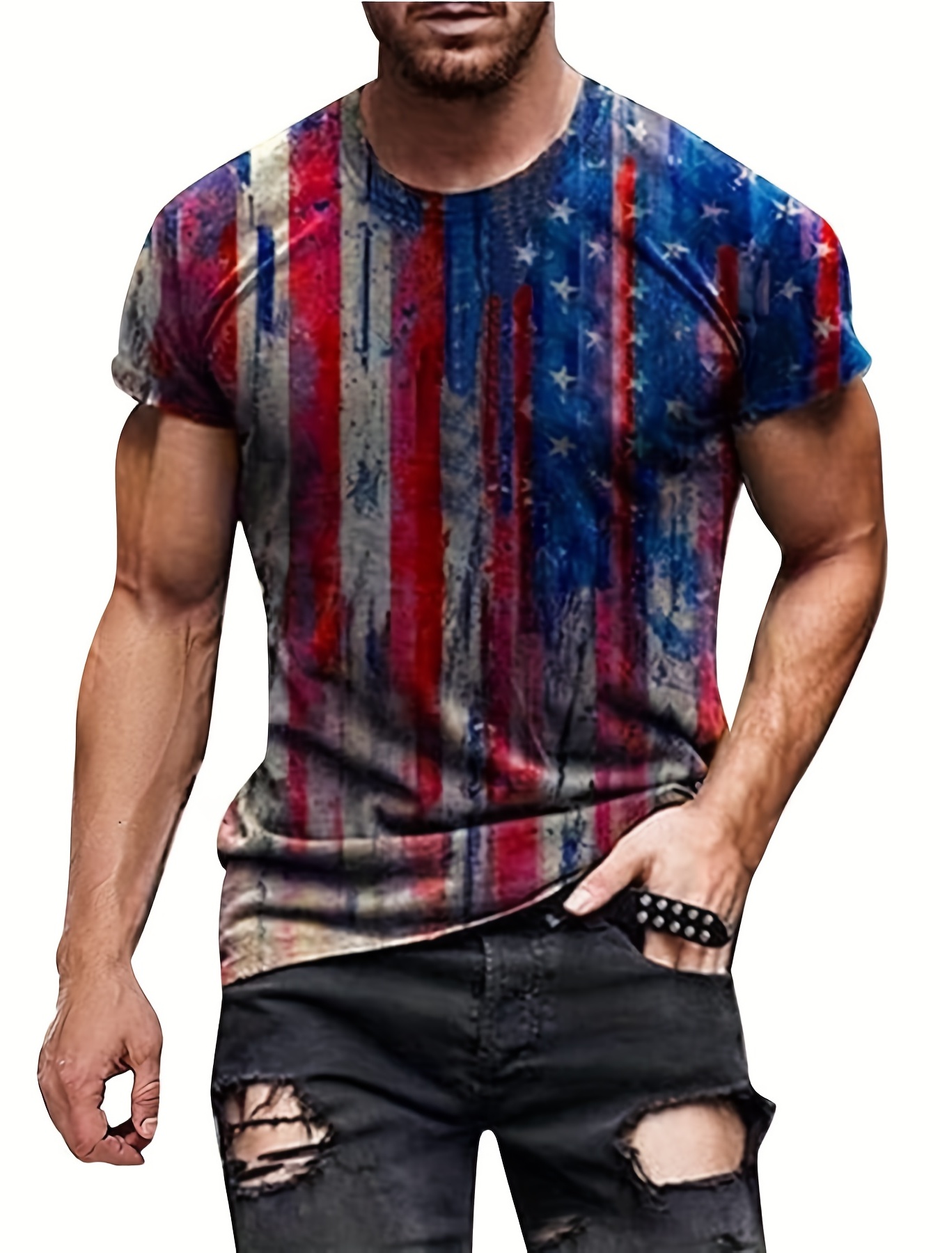 Stars & Stripes USA Flag Pocket T-shirt | 31PKT