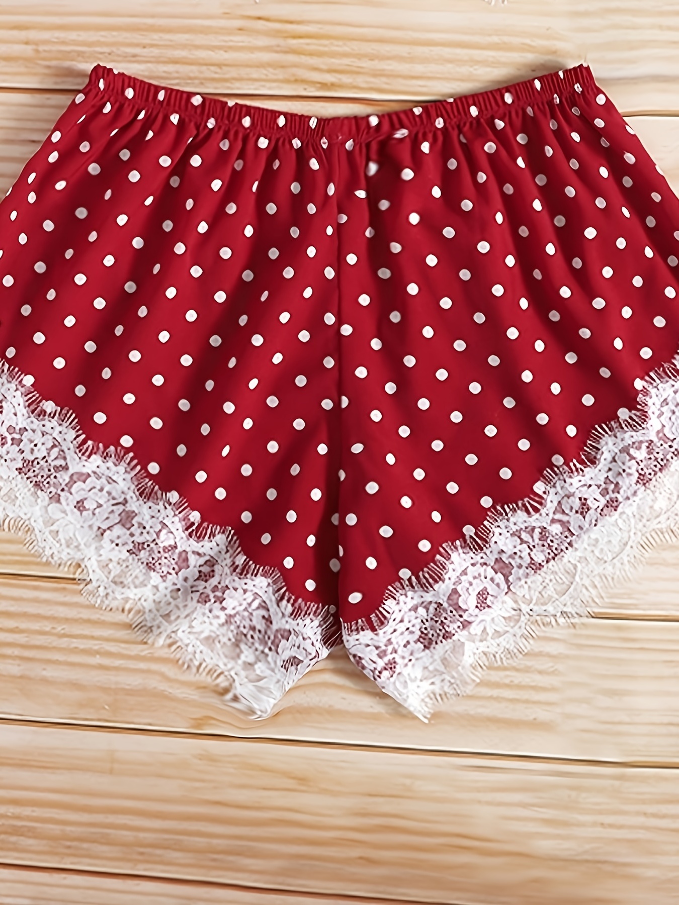 Dot Print Off Shoulder Pajama Set