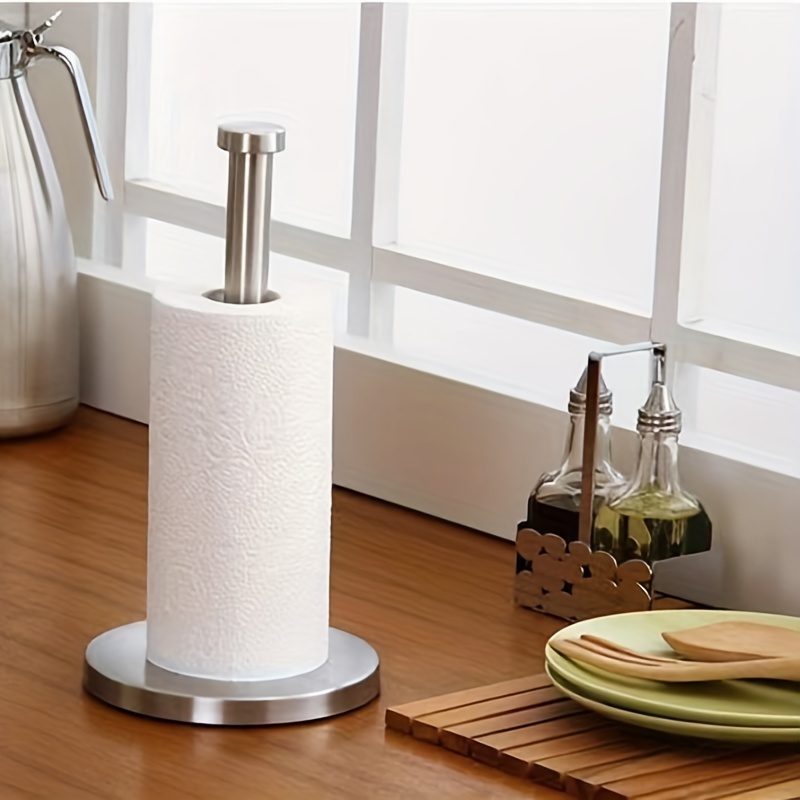 TAILI Paper Towel Holder for Countertop, Free-Standing Kitchen Roll Paper  Holder with Suction Cup Base, Stainless Steel Paper Towel Stand, Paper  Towel