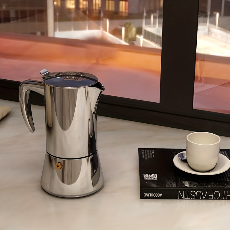 Tebru Stainless Steel Moka Pot Stovetop Espresso Coffee Maker with