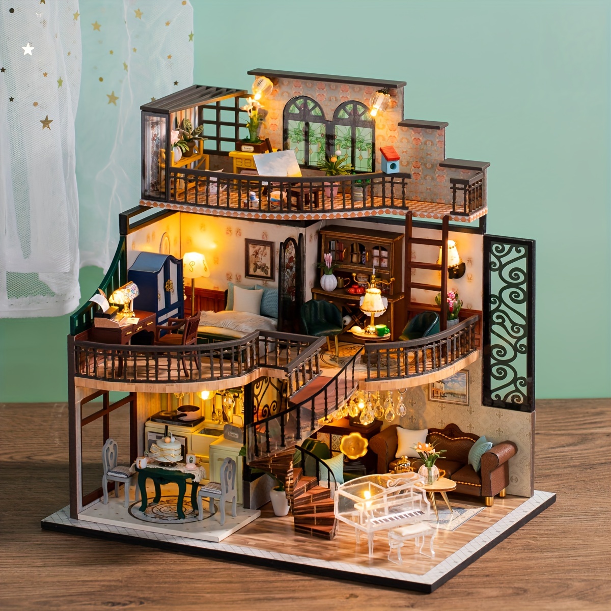 Mini Doll House Kit 3d Three-dimensional Puzzle Diy Handmade Cottage Villa  Home Kit Creative Room With Furniture, Model House Assembly, Mini Toys,