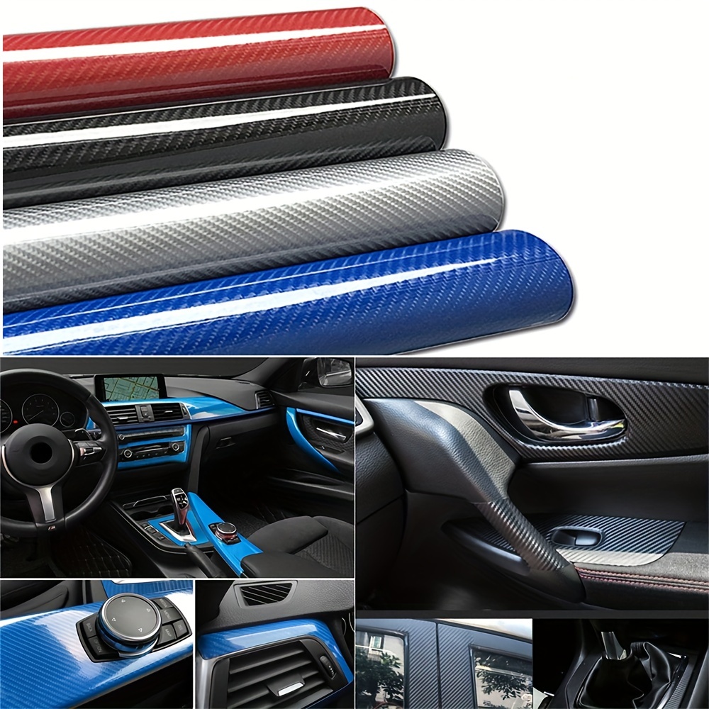 7D Auto Innenraum Aufkleber Glänzend Carbon Faser Vinyl Film Auto Zubehör
