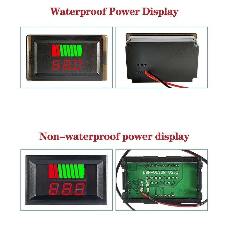 Indicateur de niveau de charge de batterie de voiture au lithium, testeur  de capacité, affichage LED, voltmètre, 12V, 24V, 36V, 48V, 60V, 72V