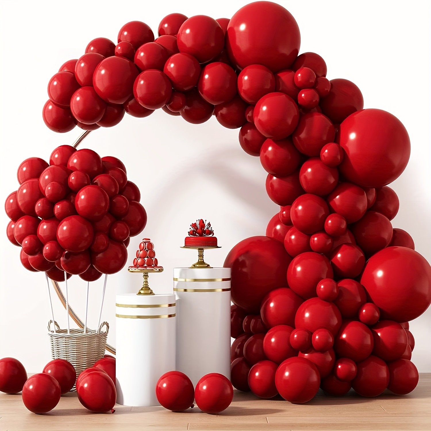 Globos rojos, kit de arco de guirnalda de globos de 106 piezas, globos  rojos y dorados para cumpleaños, boda, despedida de soltera, compromiso