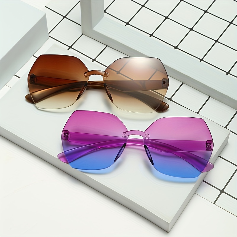 Personality Plastic Frame Square Sunglasses Uv Protection - Temu