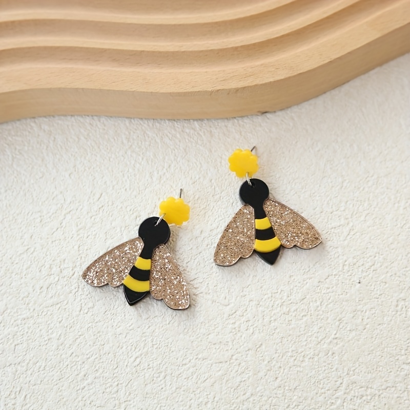 Enamel Antique Gold Honey Bee Earrings Dangle Insects Jewelry Gifts for  Women