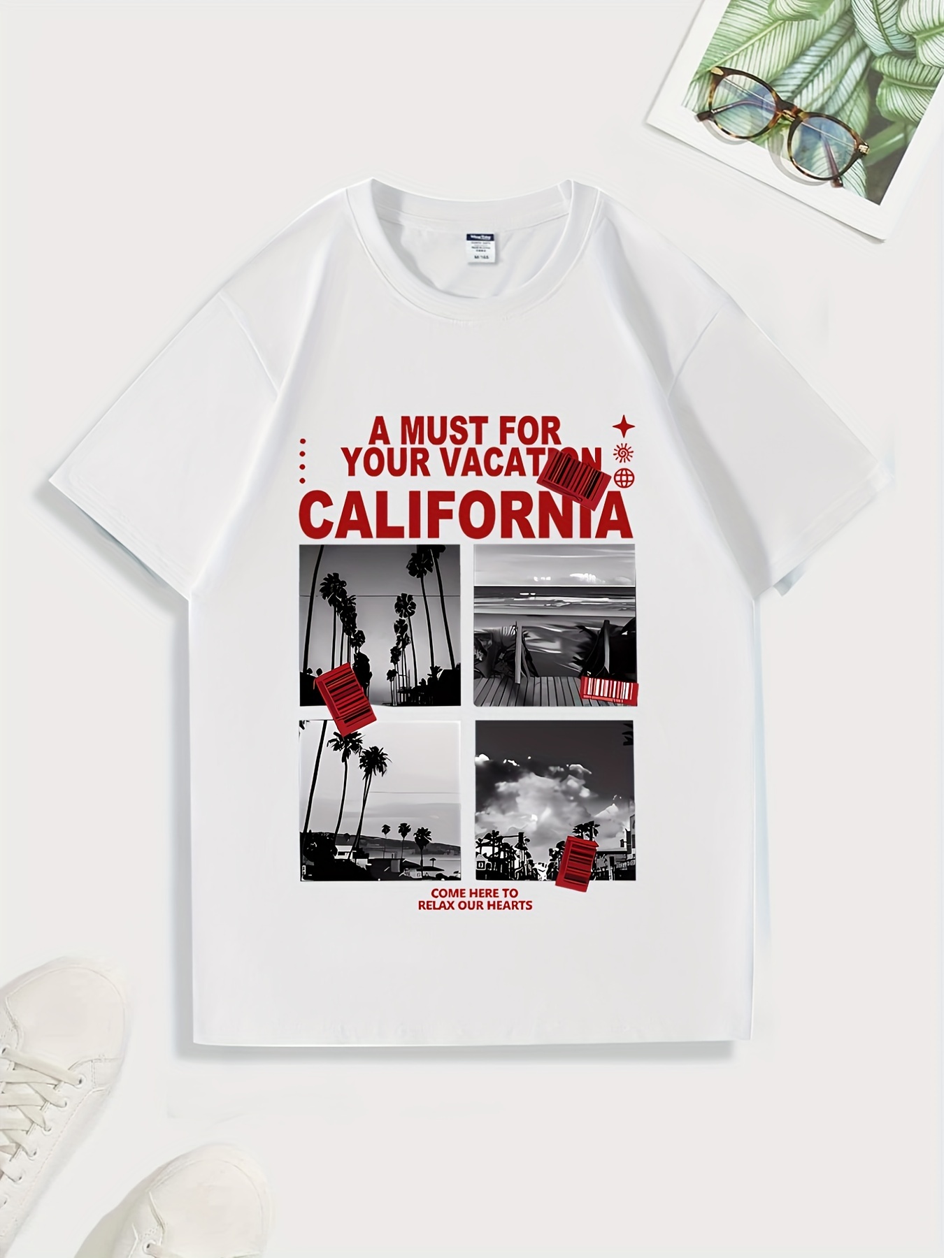 Camiseta Informal Manga Larga Estampado California Hombre - Temu