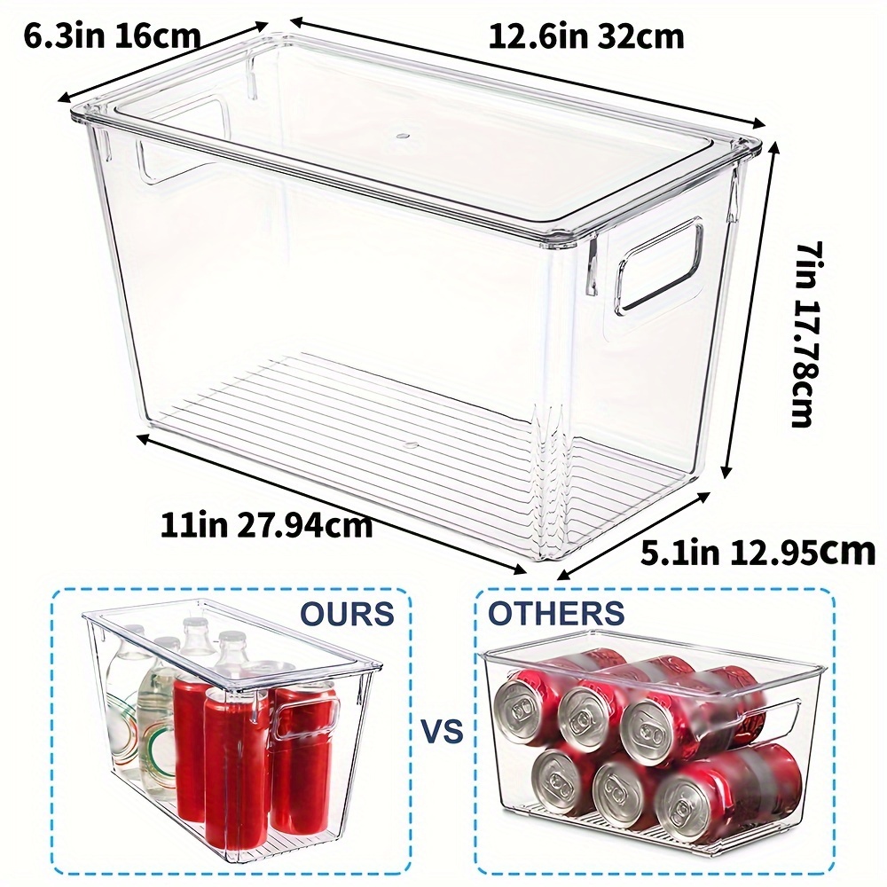 4/ Clear Pantry Storage Organizer Bins With Lids, Plastic Storage