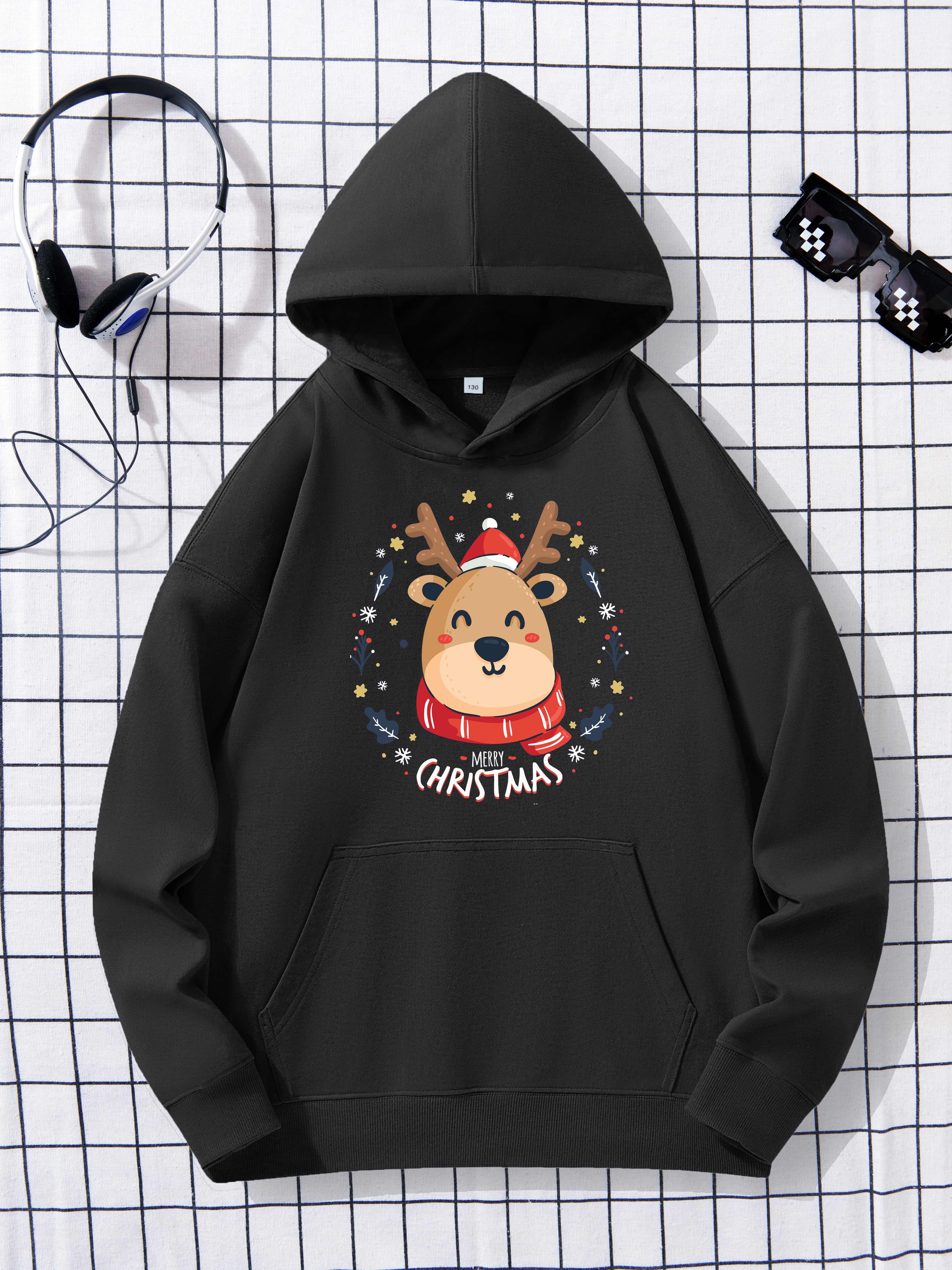 Sudadera Capucha Estampada Patrón Feliz Navidad Sudaderas - Temu Mexico