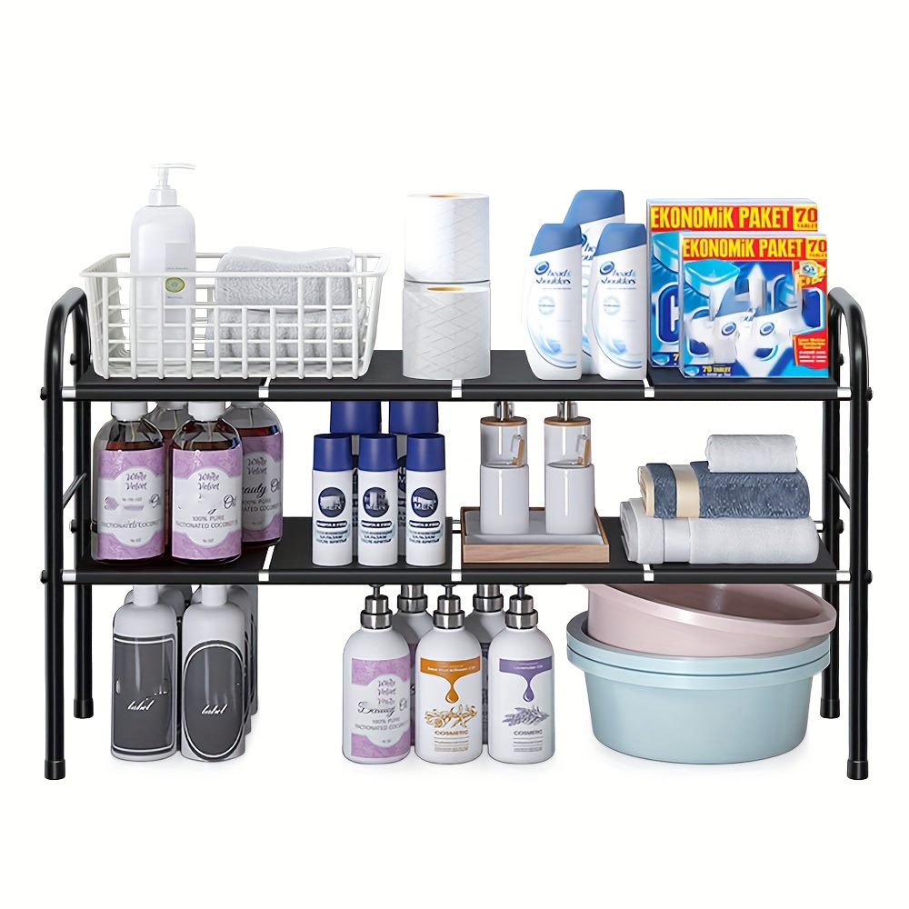 Under Sink Organizers And Storage, Multi-tier Expandable Cabinet Bathroom  Shelf Storage With Removable Panels For Kitchen Bathroom, Sink Dish Drying  Rack, Countertop Stackable Rack, Easy To Install, Kitchen Accessories Black  - Temu
