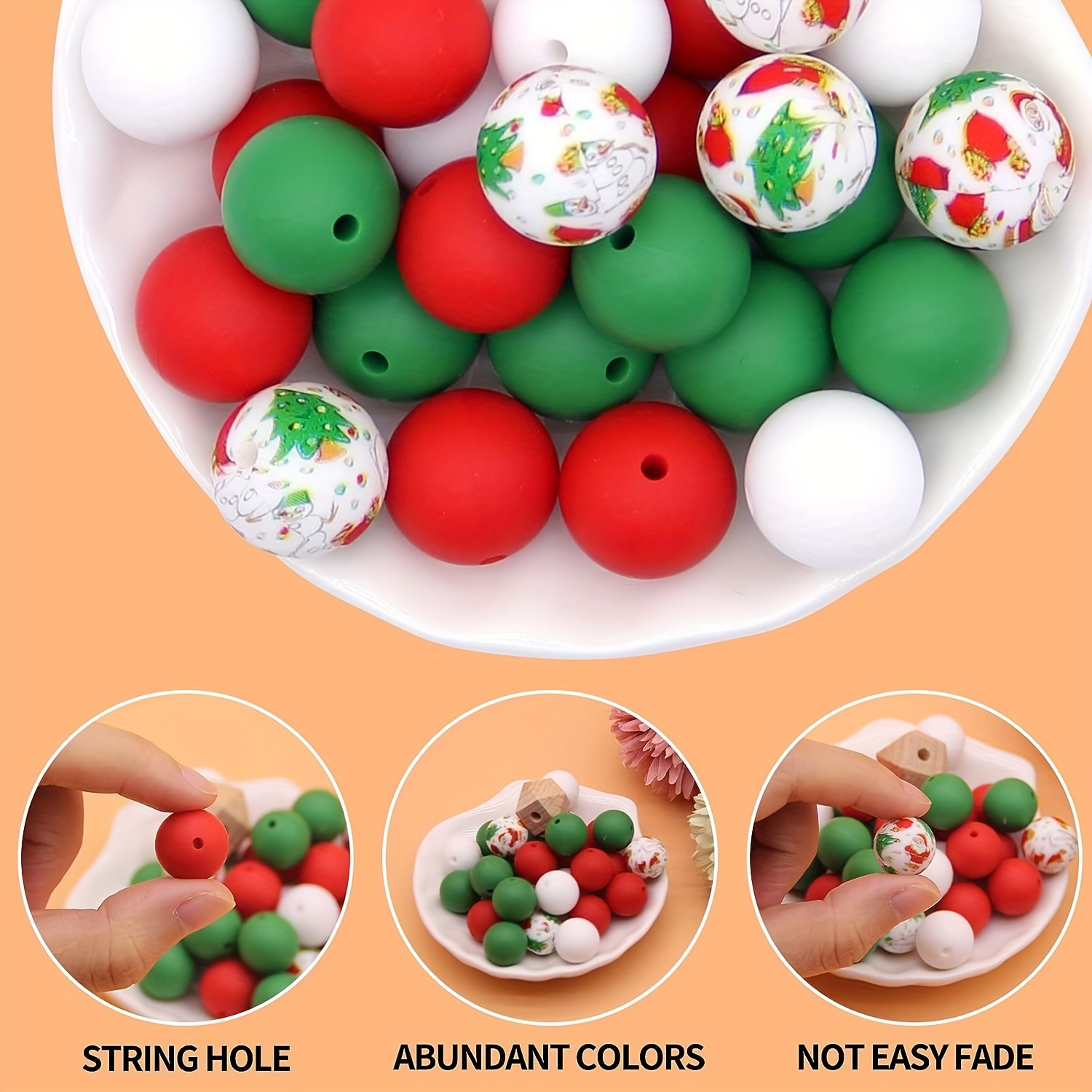 300Pcs Silicone Beads Bulk for Keychain Making - 15mm Silicone Round Loose  Beads 30 Colors for DIY Jewelry Making