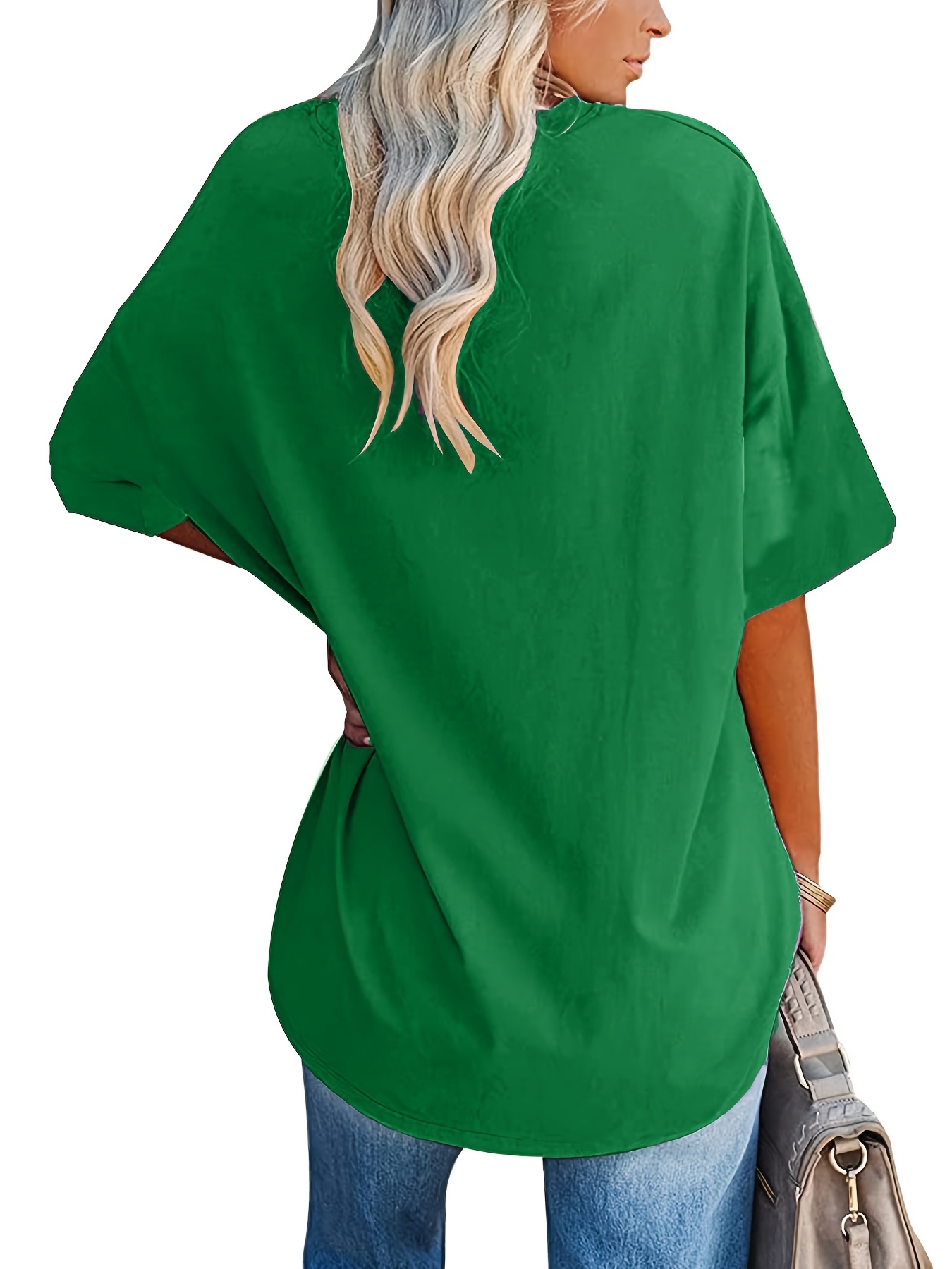 Plus Size Basic T-shirt, Women's Plus Plain Short Sleeve Round Neck Medium Stretch T-shirt