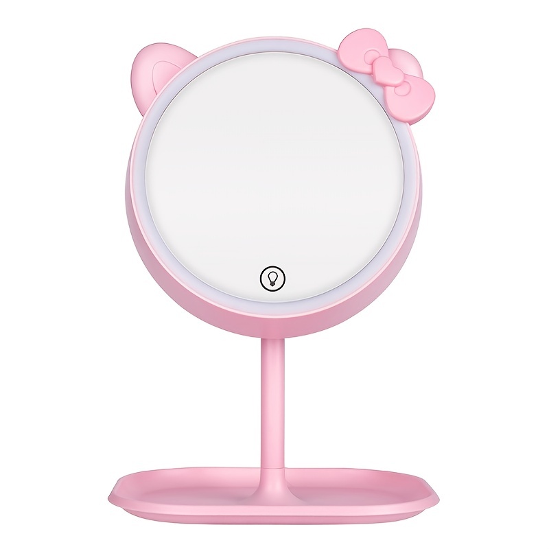 LED Lighted Makeup Cat Mirror with USB Type, Pink