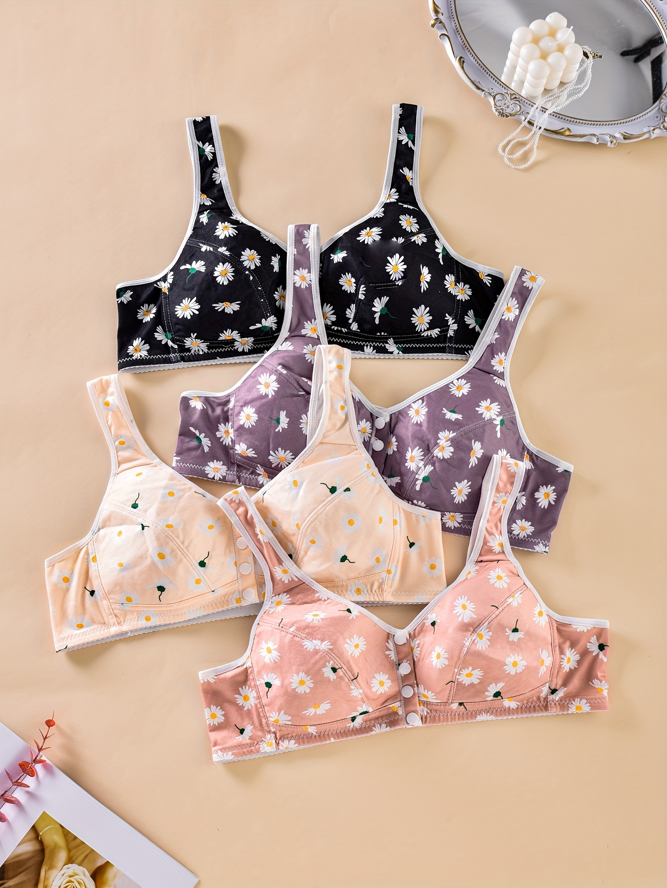 Available] Buy New Wireless Front Button Bras - Daisy Bra