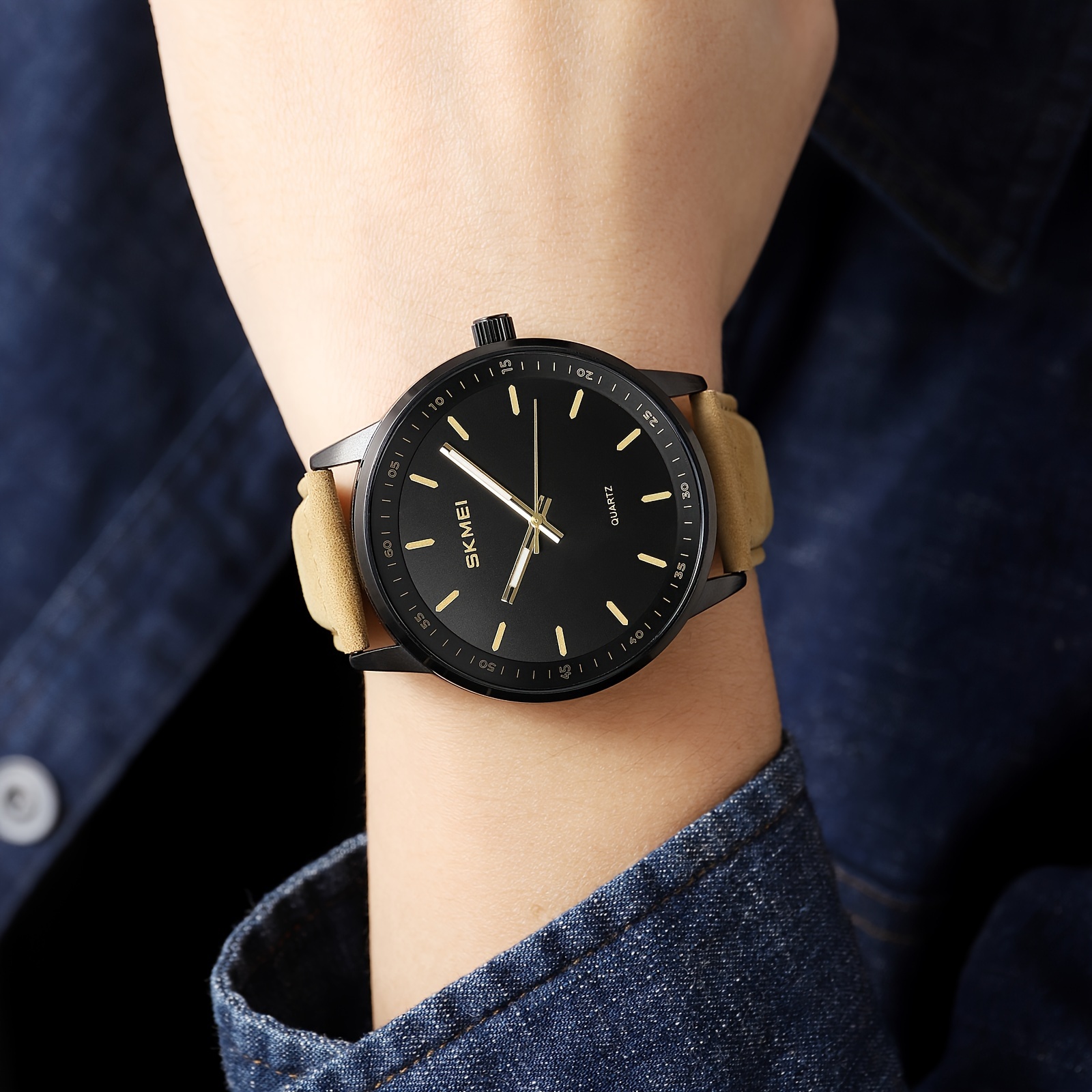 Skmei watch hot sale leather strap