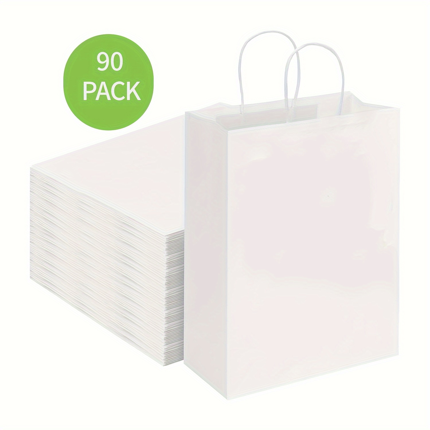 Samll - Bolsas de regalo de papel blanco de papel kraft de 5.25 x 3.75 x 8  pulgadas, bolsas de compras blancas con asas, 100 unidades para