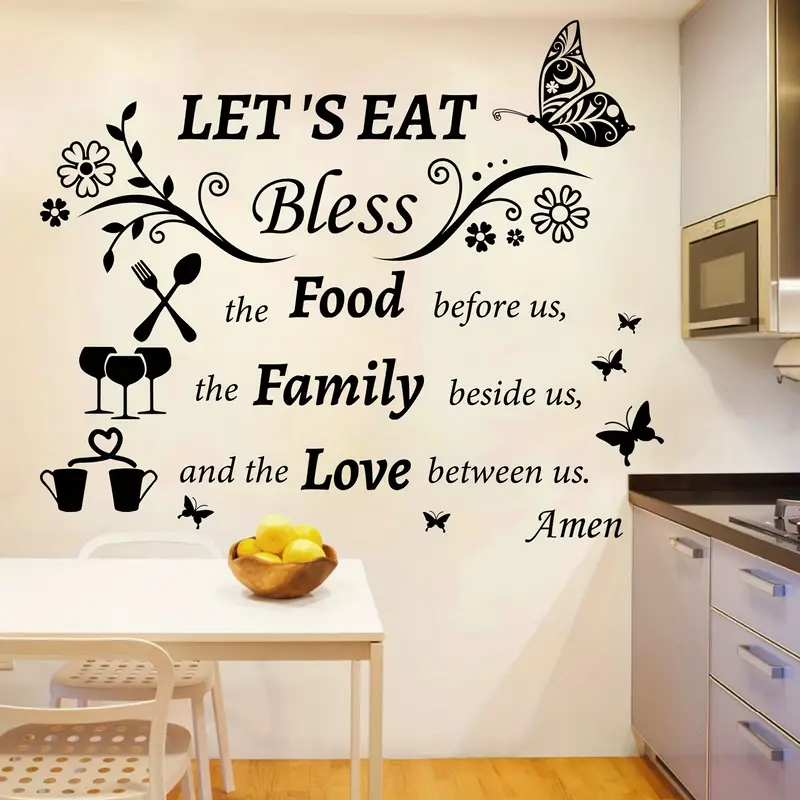 Set Di Adesivi Murali Da Cucina, Adesivo Murale Per Preghiera Del Pasto  Della Cena In Vinile, Adesivo Murale Con Citazione Per Cucina, Adesivo  Murale
