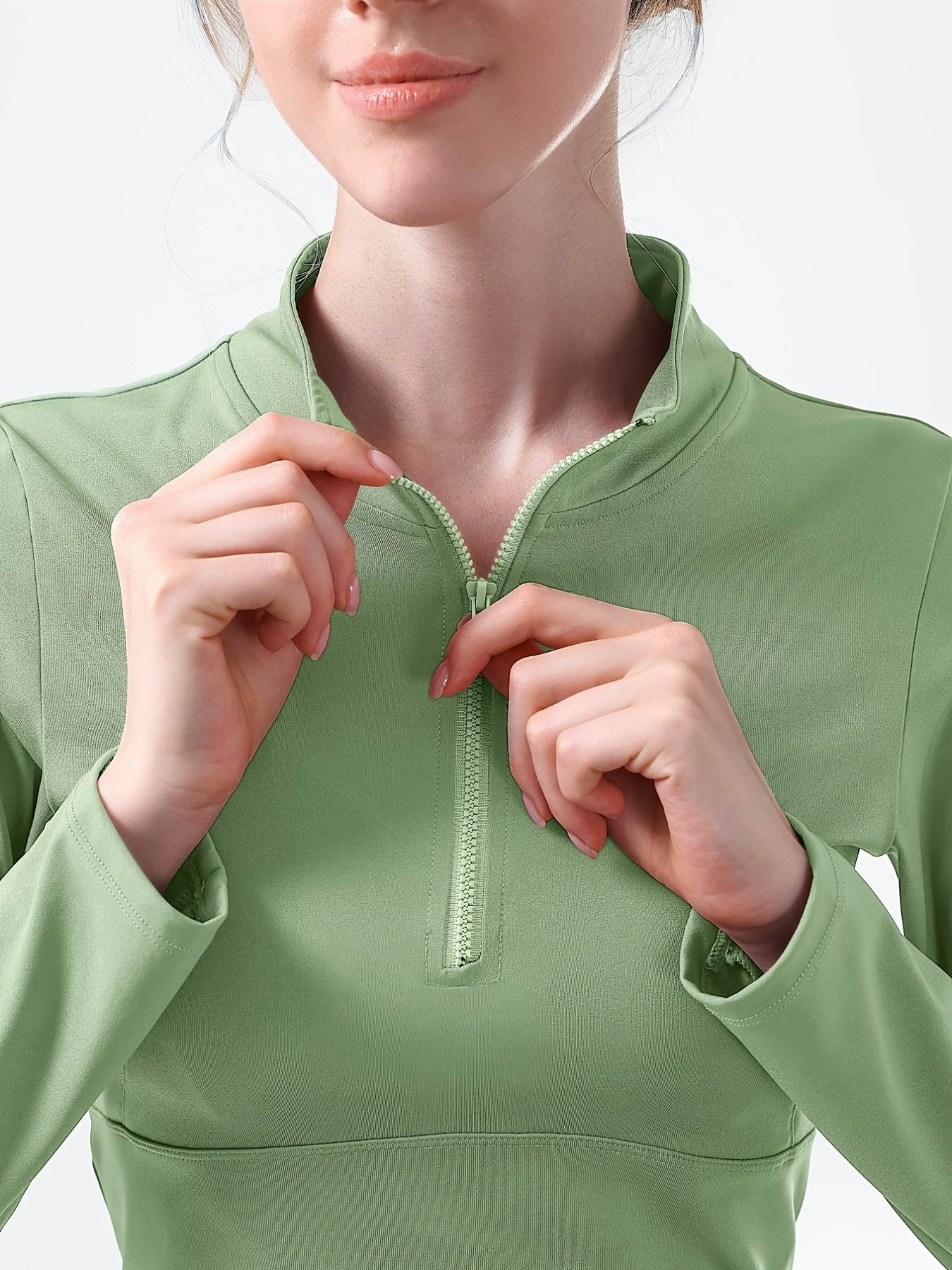 Breathable Half Zip Yoga Sports T shirt Women Slimming Long - Temu