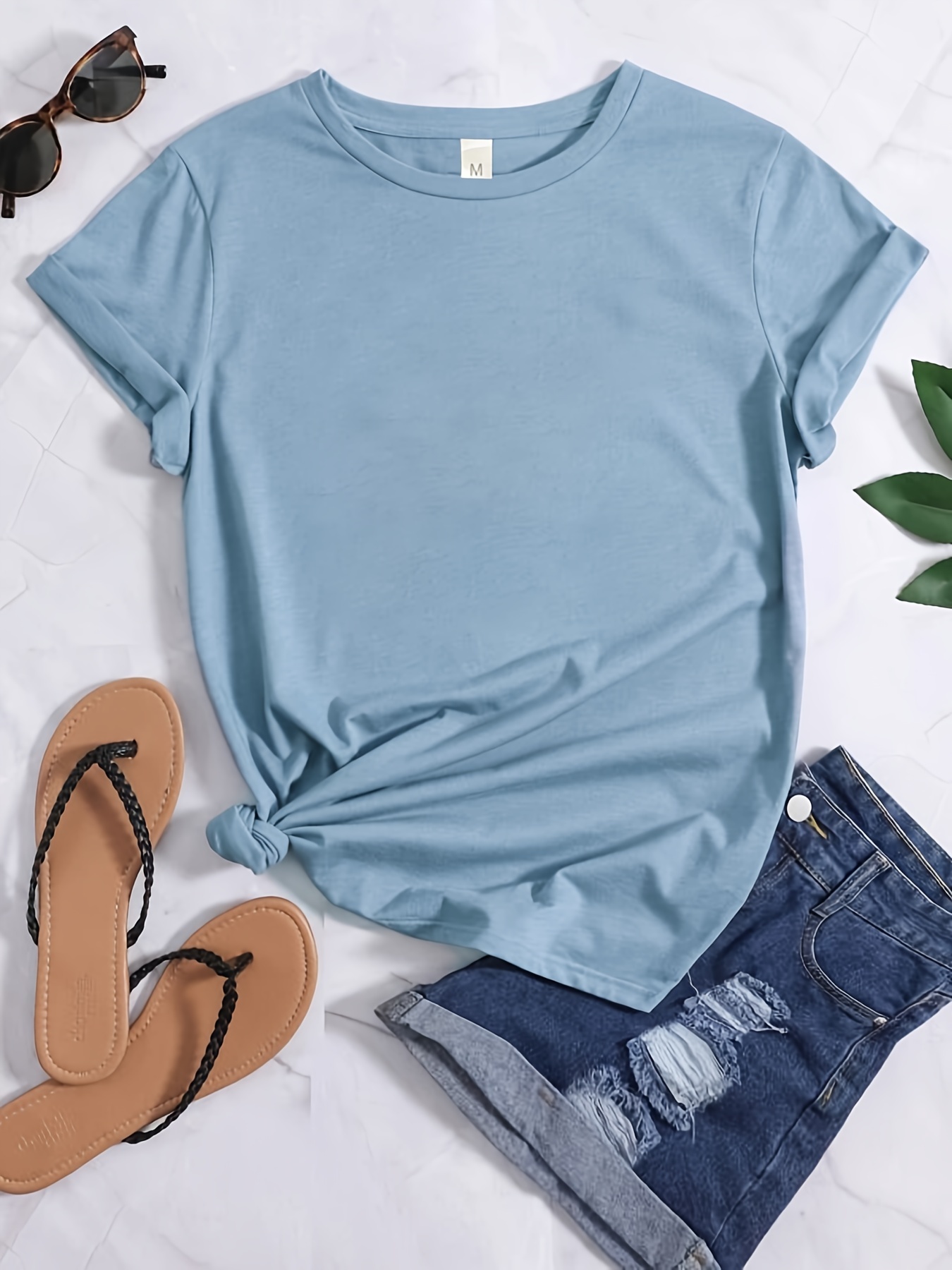 Blue t best sale shirt outfit women's