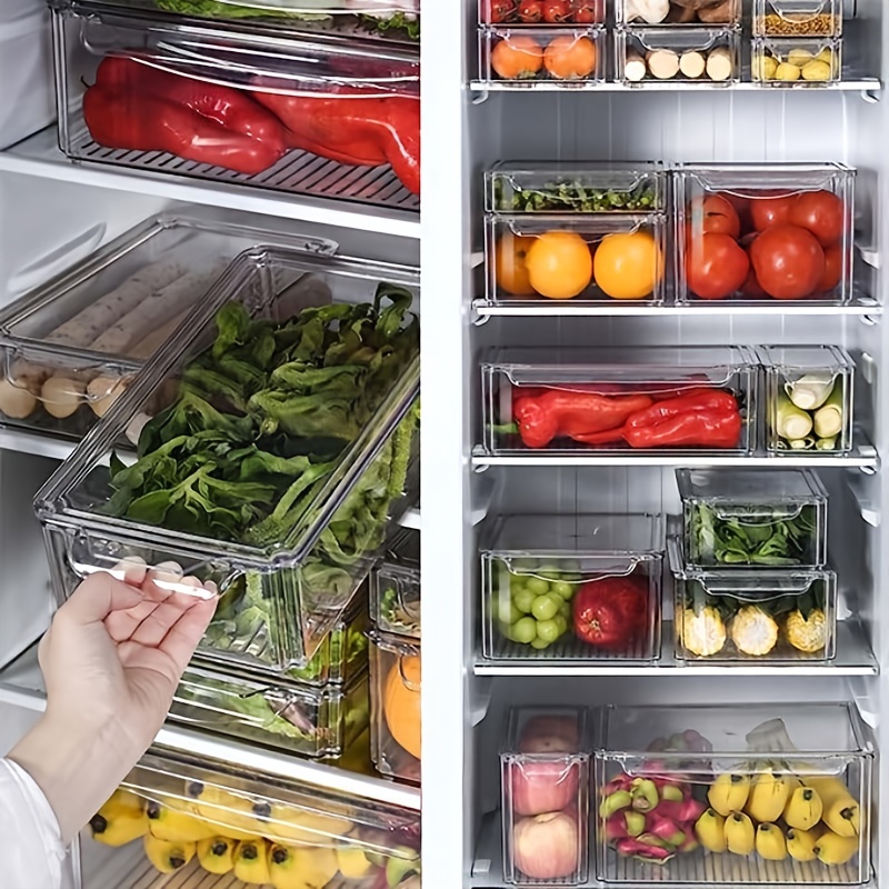 4/8pcs Food Preservation Storage Box, Vegetable Freezer, Frozen Meat,  Refrigerator, Food Storage, Fruit Compartment Storage Box, Microwave,  crisper bo