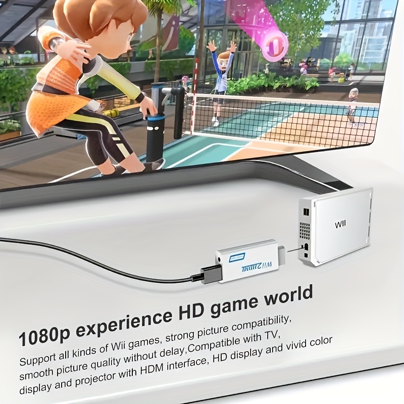 Exquisito adaptador Wii Hdmi, Wii a Hdmi 720 / 1080p Hd Converter Adapter  con salida de audio de 3,5 mm, Wii 2 Hdmi Converter para Wii Monitor Beamer  TV