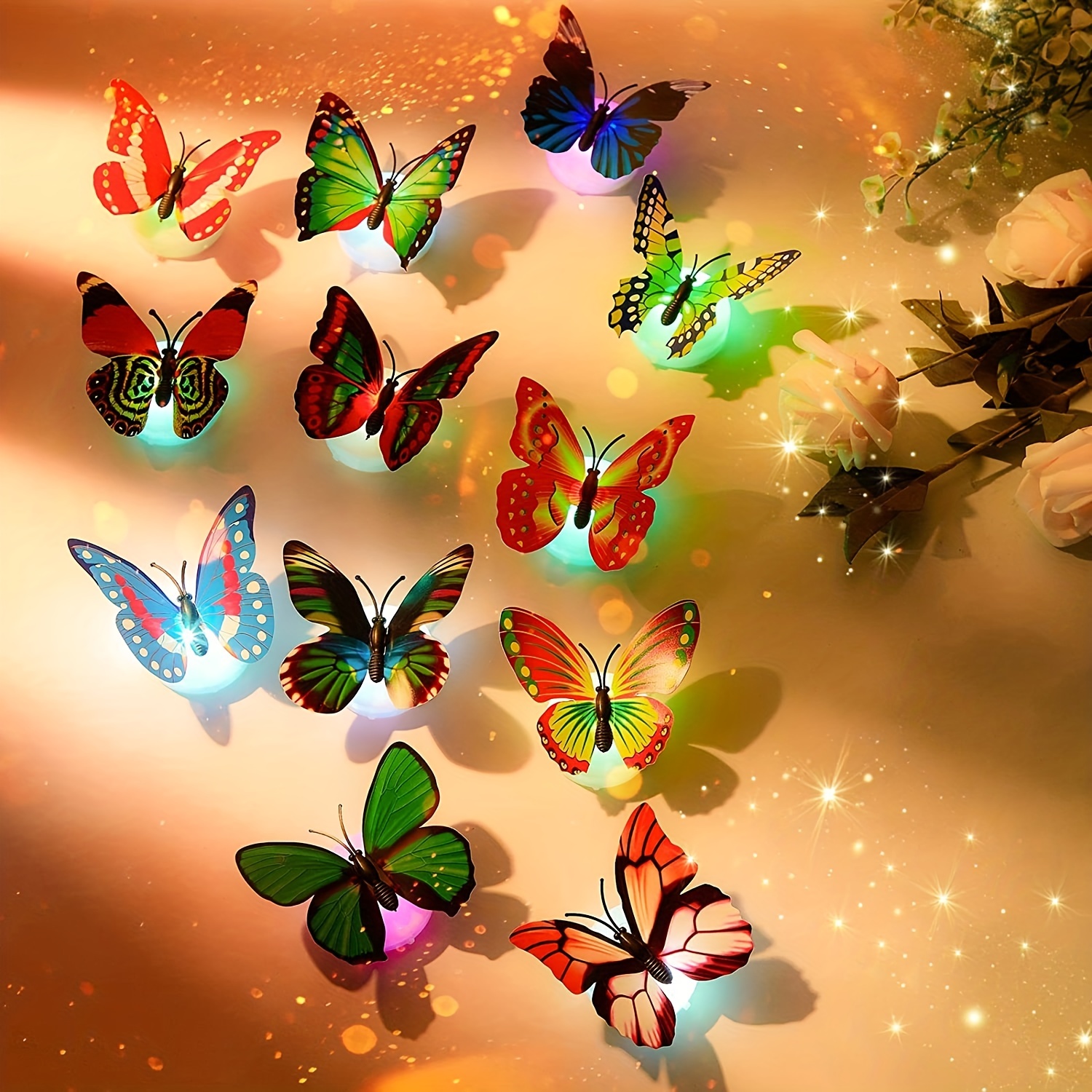 Sticker papillons multicolore avec jeu de lumière