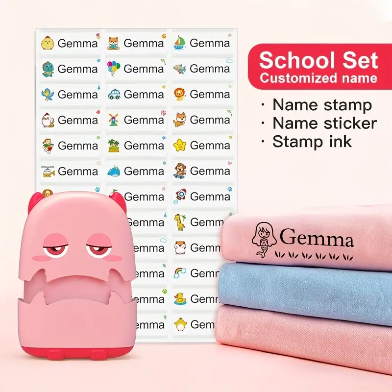 School Set( Monster Stamp And Stickers)custom Name - Temu