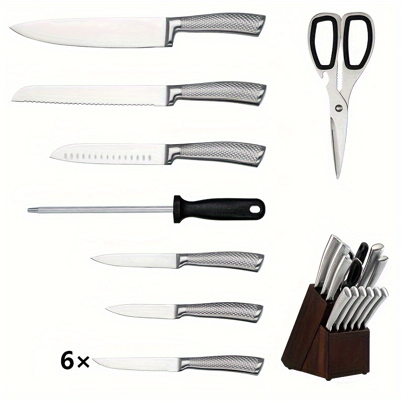 Kitchen Knife Set, Stainless Steel Professional Chef Knife, High Carbon  Stainless Steel Chef Knife Set, Ergonomic Handle, Gift Set With Kitchen  Scissors, Black - Temu