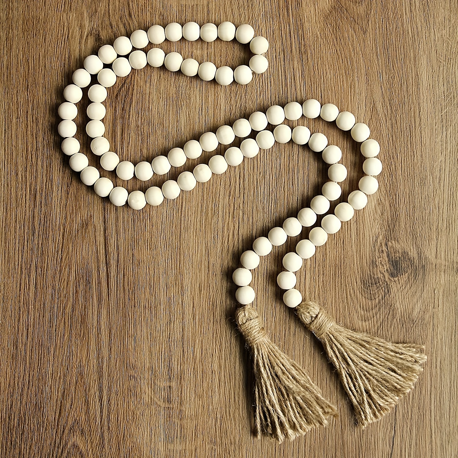  Vosarea Wood Bead Garland Rustic Farmhouse Beads with Tassel  Home Wall Hanging Prayer Beads Decor Beads Wooden : Home & Kitchen