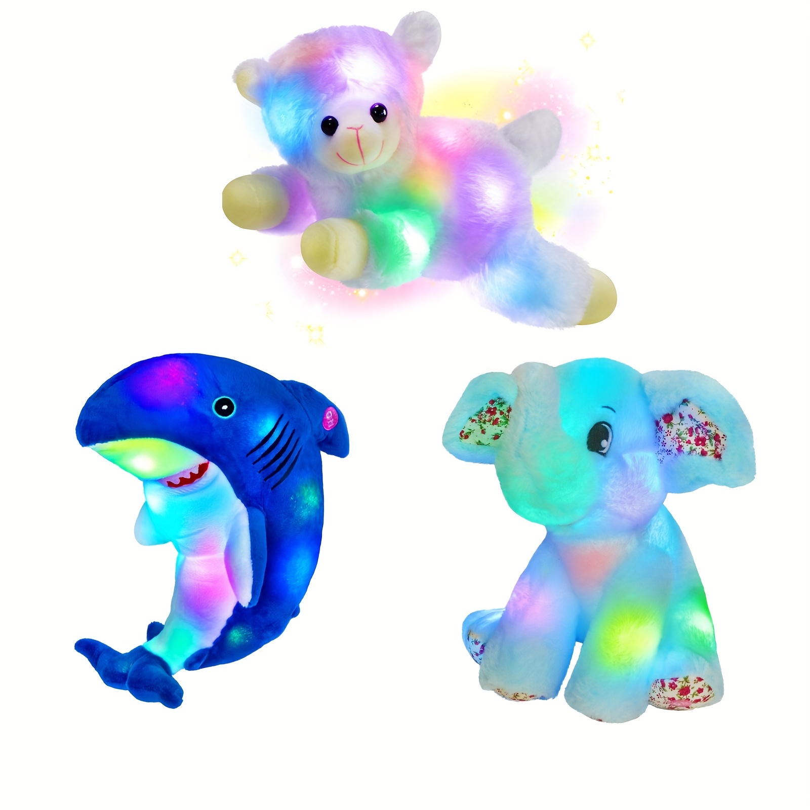 Glow Guards Light Sheep Elephant Shark Plush Toy Led Soft - Temu