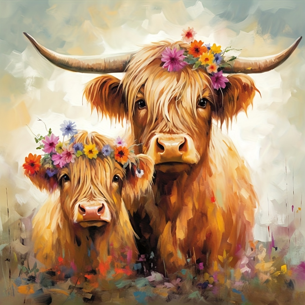 Baby Highland Cow - Animals 5D Diamond Painting - DiamondByNumbers -  Diamond Painting art