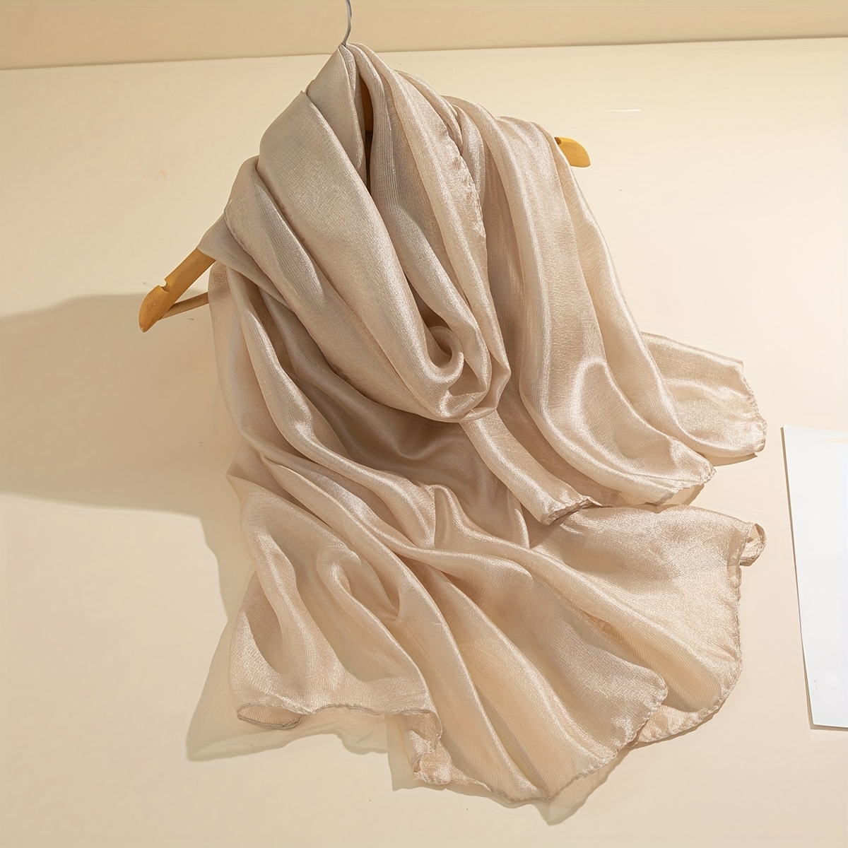 

Fluffy Gauze Long Scarf Hijab Solid Color Simple Elegant Shawl Women Turban Windproof Head Wrap Travel Beach Towel