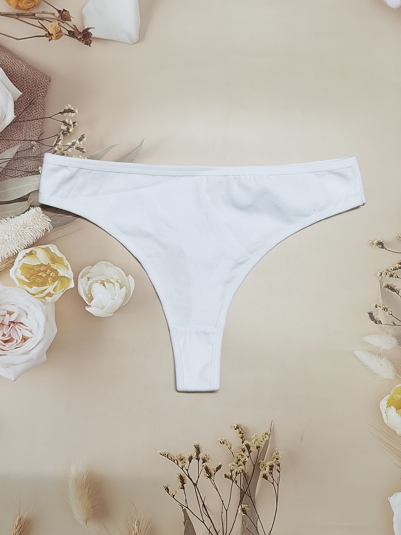 7 Pcs Soft & Breathable Simple Nude Color Panties, Seamless Low Waist  Thongs Briefs, Women's Underwear & Lingerie