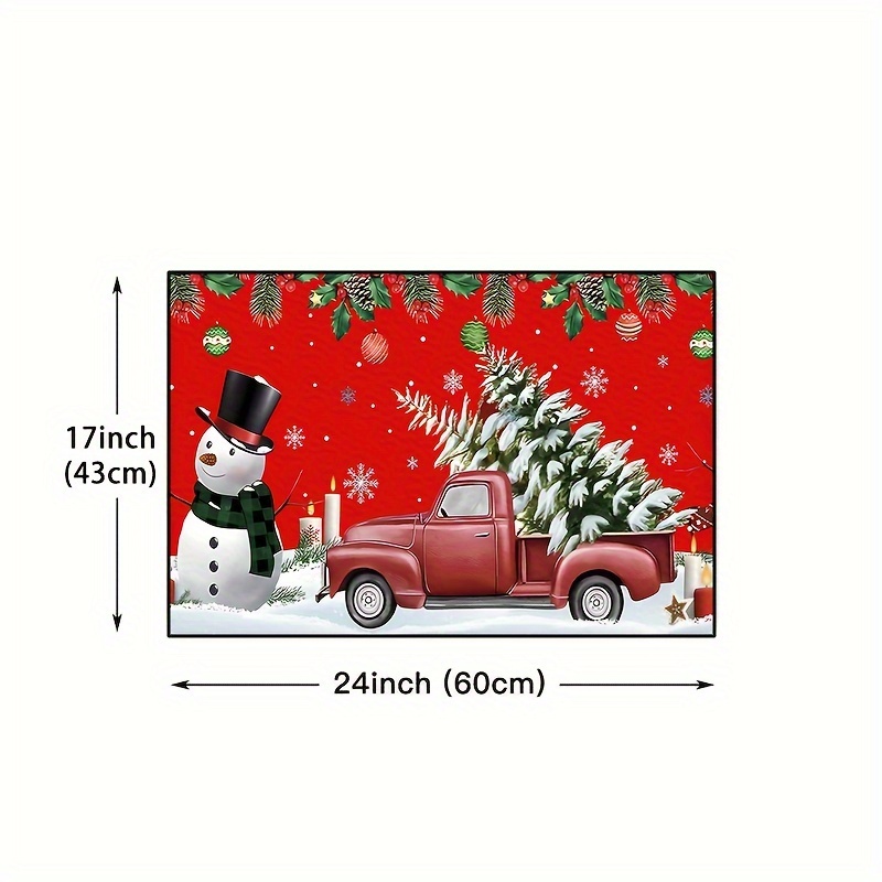 Merry Christmas Door Mat, Entryway Rugs Non-slip Durable Bath Mat For Home  Rv, Truck With Tree Snowman Present Snow Scene Carpet - Temu